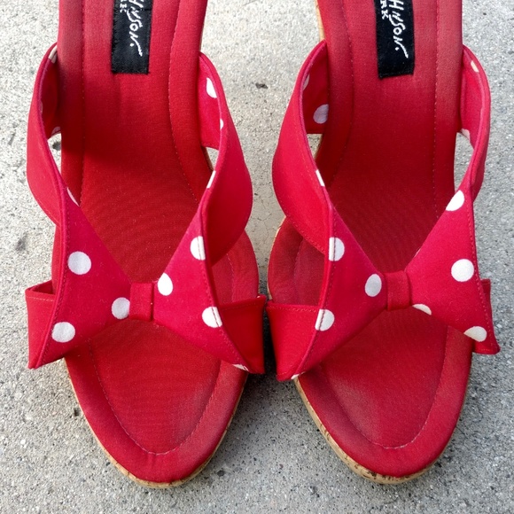 Betsey Johnson Polka Dots Cork Stiletto Peep Toe - Picture 2 of 8